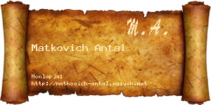 Matkovich Antal névjegykártya